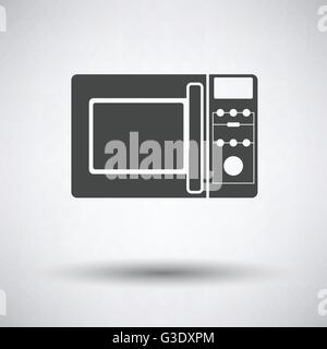 Micro wave oven icon on gray background with round shadow. Vector illustration. Stock Vector