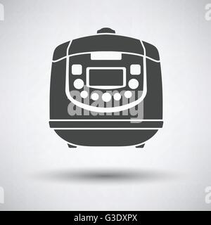 Kitchen multicooker machine icon on gray background with round shadow. Vector illustration. Stock Vector
