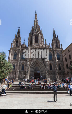 Cathedral of the Holy Cross and Saint Eulalia, Barcelona, Catalonia, Spain. Stock Photo