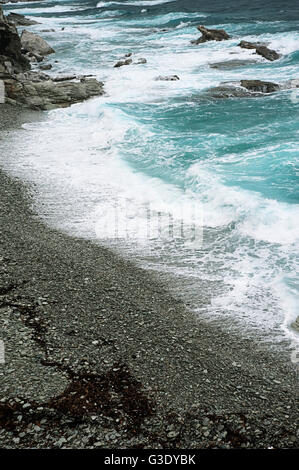 Waves rolling on pebble beach - Pelion Peninsula, Thessaly, Greece Stock Photo
