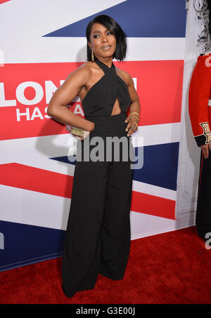 LOS ANGELES, CA - MARCH 1, 2016: Actress Angela Bassett at the Los Angeles premiere of 'London Has Fallen' at the Cinerama Dome, Hollywood. Stock Photo