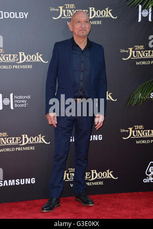 LOS ANGELES, CA. April 4, 2016. Actor Sir Ben Kingsley at the world premiere of 'The Jungle Book' at the El Capitan Theatre, Hollywood. Stock Photo