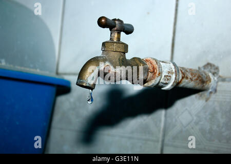 Little Drops of Water in Faucet Stock Photo