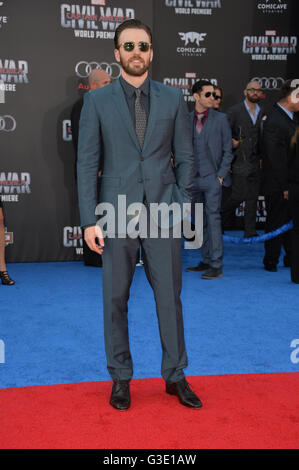 LOS ANGELES, CA. April 12, 2016: Actor Chris Evans at the world premiere of 'Captain America: Civil War' at the Dolby Theatre, Hollywood. Stock Photo