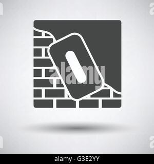 Icon of plastered brick wall  on gray background with round shadow. Vector illustration. Stock Vector