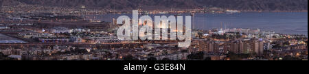 Panorama of the hotel strip and downtown Eilat, Israel Stock Photo - Alamy