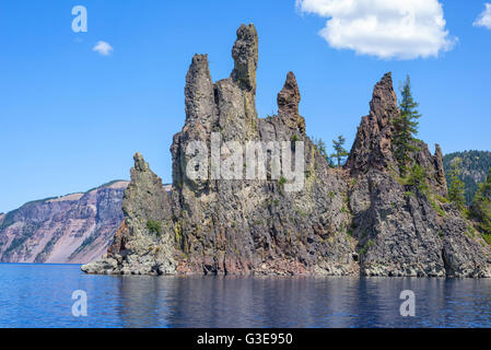 The Phantom Ship rock formation.  Crater Lake National Park, Oregon, USA. Stock Photo