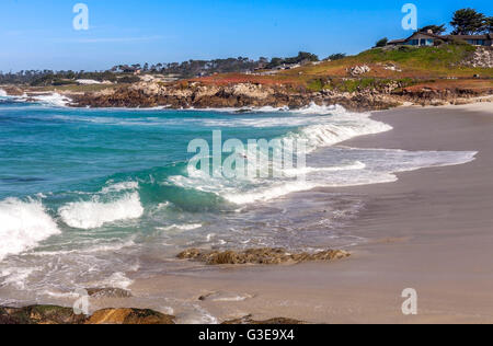 This is one of many beaches along the famous 17 mile drive in Pebble Beach. Stock Photo