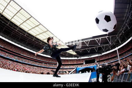 Bradley Simpson of The Vamps performing at Capital FM's Summertime Ball with Vodafone held at Wembley Stadium, London. Stock Photo