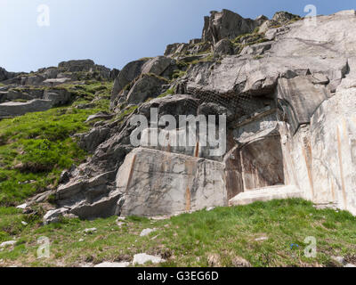 Outside view of an embrasure of the 'Sasso San Gottardo' fortress museum in Uri, Switzerland. Stock Photo