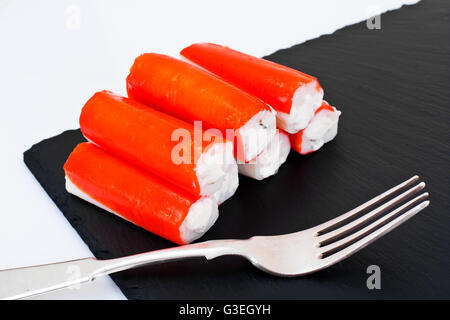 Crab Sticks Stuffed with Cream Cheese Stock Photo