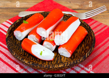 Crab Sticks Stuffed with Cream Cheese Stock Photo