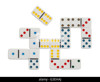 Game of Dominoes Isolated on White Background. Stock Photo