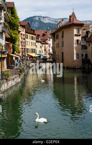 The Thiou River in Annecy, Haute-Savoie, Rhône-Alpes, France Stock Photo