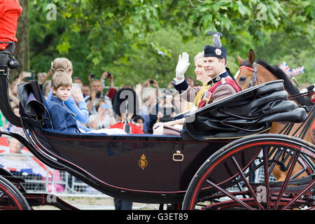 British royal family in carriages traveling down the mall for the trooping the colour Stock Photo