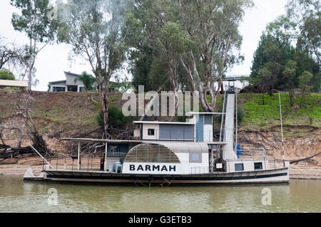 Historic paddlesteamer at the Murray River port of Echuca, Victoria, Australia Stock Photo