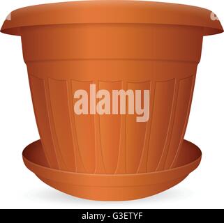Flowerpot with saucer on a white background. Vector illustration. Stock Vector