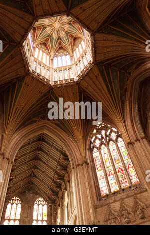 The interior of Ely Cathedral including the Octagon and lantern, Ely Cambridgeshire UK Stock Photo