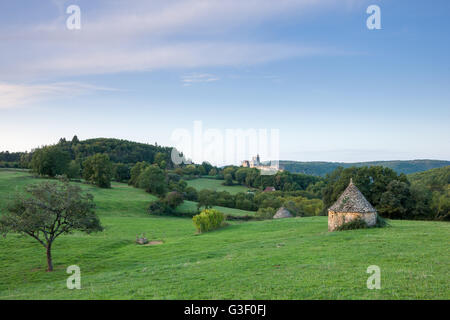 Chateau Beynac in the early morning Dordogne France Stock Photo