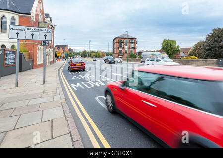 Fast traffic on the A60 road into the city of Nottingham, England, UK Stock Photo
