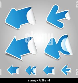 Blue Paper Cut 3D Arrows Set Stock Vector