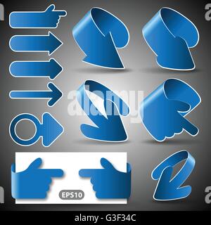 Set of 3D Paper Cut Vector Arrow Illustrations Clip-Art Stock Vector