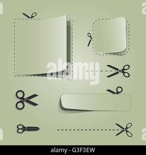 Blank advertising coupons with scissors Stock Vector