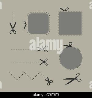 Blank advertising coupons with scissors Stock Vector