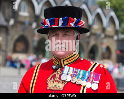 Yeoman Warder, also know as Beefeater, at the Tower of London Stock Photo