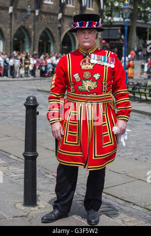 Yeoman Warder, also know as Beefeater, at the Tower of London Stock Photo