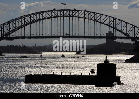 Sydney Harbour Bridge & Fort Denison, New South Wales, Australia Stock Photo