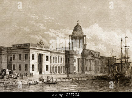 Custom House in Dublin, Ireland, 19th century Stock Photo