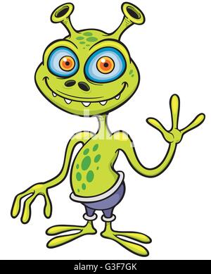 Green alien cartoon Stock Vector Image & Art - Alamy