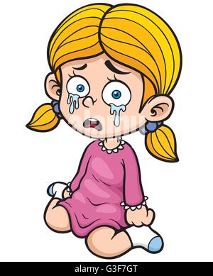 Vector illustration of Cartoon girl crying Stock Vector