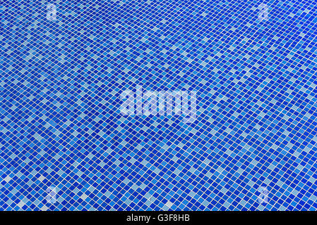 Blue pool mosaic background tiles without water. Stock Photo