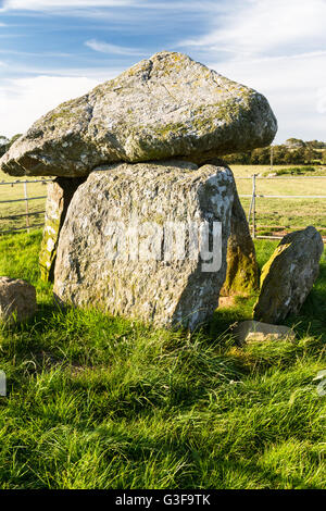 Bodowyr Burial Chamber, Neolithic tomb. Anglesey, Wales, United Kingdom. Stock Photo