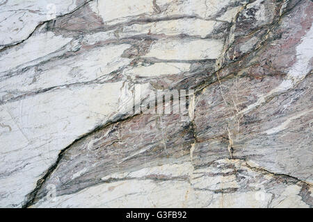The texture of the stone in the development of the old marble quarry near the village of Peteni, Novosibirsk region Stock Photo