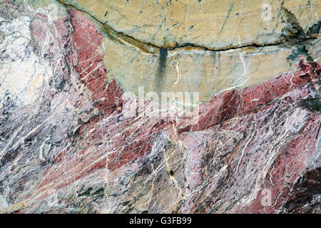The texture of the stone in the development of the old marble quarry near the village of Peteni, Novosibirsk region Stock Photo