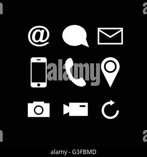 Set of modern gadget icons in black background Stock Vector