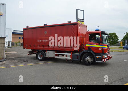 Scottish Fire And Rescue Service Scania Prime Mover With The Heavy Rescue Unit Attached Stock Photo