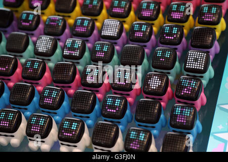 Tokyo, Japan. 10th June, 2016. Face character communication toy using smartphones 'Smapon', produced by Japanese toy maker Tomy is displayed at the annual Tokyo Toy Show in Tokyo on Friday, June 10, 2016. Some 160,000 people are expecting to visit the four-day toy trade show. © Yoshio Tsunoda/AFLO/Alamy Live News Stock Photo