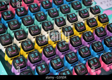 Tokyo, Japan. 10th June, 2016. Face character communication toy using smartphones 'Smapon', produced by Japanese toy maker Tomy is displayed at the annual Tokyo Toy Show in Tokyo on Friday, June 10, 2016. Some 160,000 people are expecting to visit the four-day toy trade show. © Yoshio Tsunoda/AFLO/Alamy Live News Stock Photo