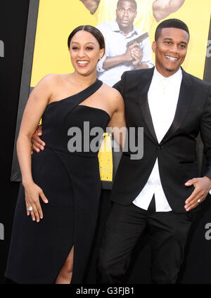 Los Angeles, CA, USA. 10th June, 2016. 10 June 2016 - Los Angeles, California - Tia Mowry and husband Cory Hardrict. ''Central Intelligence'' Los Angeles Premiere held at Westwood Village Theatre. Photo Credit: AdMedia Credit:  AdMedia/ZUMA Wire/Alamy Live News Stock Photo