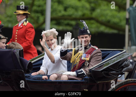London, UK. 11th June, 2016. Trooping the Colour, Queens Birthday parade London. Sophie, Countess of Wessex and Prince Edward Earl of Wessex Credit:  MARTIN DALTON/Alamy Live News Stock Photo