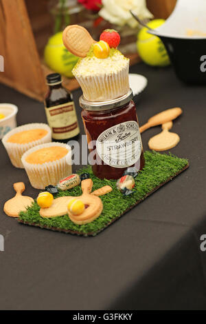 Nottingham Tennis Centre, Nottingham, UK. 11th June, 2016. Aegon WTA Nottingham Open Day 8. The finished product from Frances Quinn, the 2013 British Bake off winner on display Credit:  Action Plus Sports/Alamy Live News Stock Photo