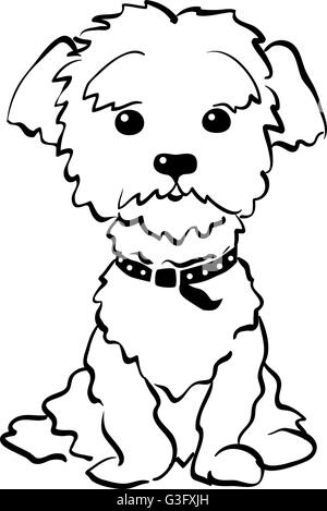 Vector sketch funny maltese dog sitting Stock Vector