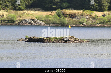 Original Island Site of Loch Doon Castle, Loch Doon, East Ayrshire, Scotland, UK Stock Photo