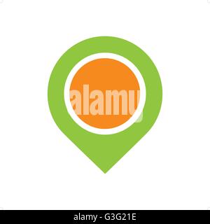 Stylized green and orange pointer vector illustration isolated on white background. Stock Vector