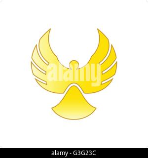 Shiny golden painted angel bird vector illustration isolated on white background Stock Vector