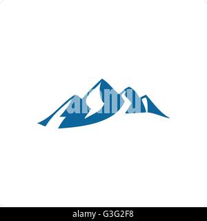 Mountain Icon sign. Blue and white abstract background flecked with ...